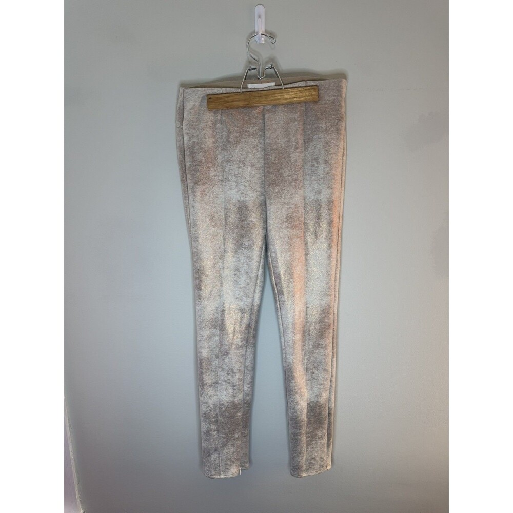 Sueded Metallic leggings Anthropologie 28 Beige Gold Zipper On Ankles glamour